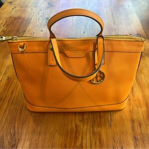 Henri Bendel classic‎ convertible satchel crossbody orange gold bag